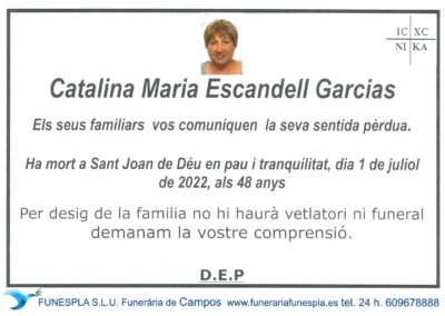 Catalina Maria Escandell Garcias  01-07-2022