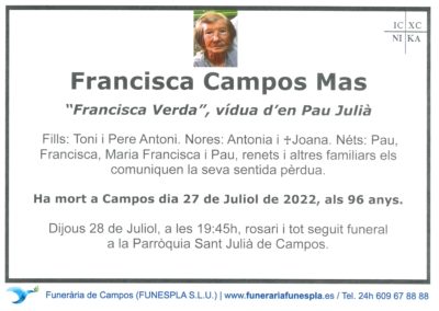 Francisca Camos Mas  27-07-2022