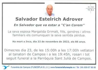 Salvador Estelrich Adrover  22-11-2022