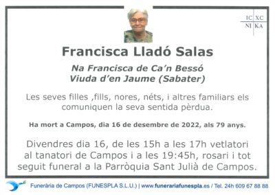 Francisca Lladó Salas  16-12-2022