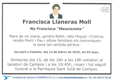 Francisca Llaneras Moll 12-02-2023