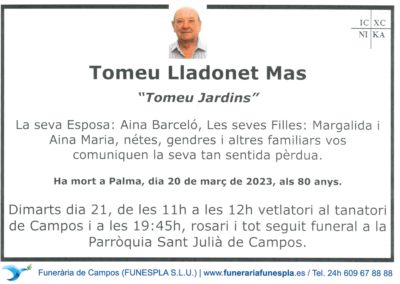 Tomeu Lladonet Mas 20-03-2023