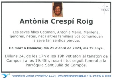 Antònia Crespí Roig 21-04-2023